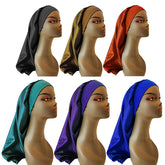 Custom Logo Single Layer Wide Band Long Satin Bonnets For Big Braids