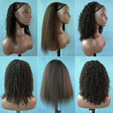 Kinky Straight & Curly 3 in 1 Half Wig: Versatile Ponytail & Headband Raw Hair Wig