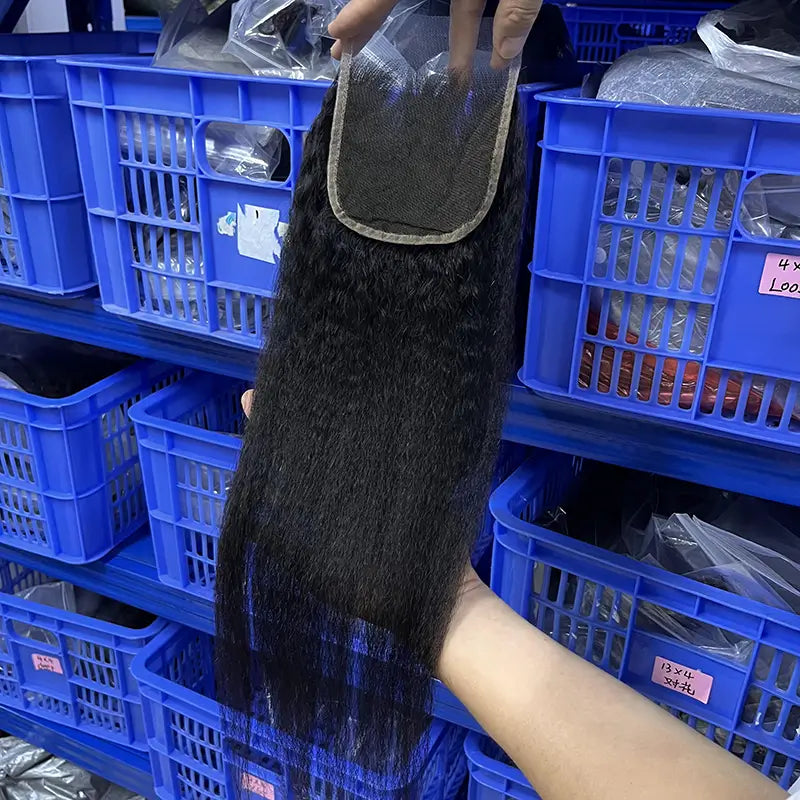 4x4 HD/ Transparent Closure Kinky Straight