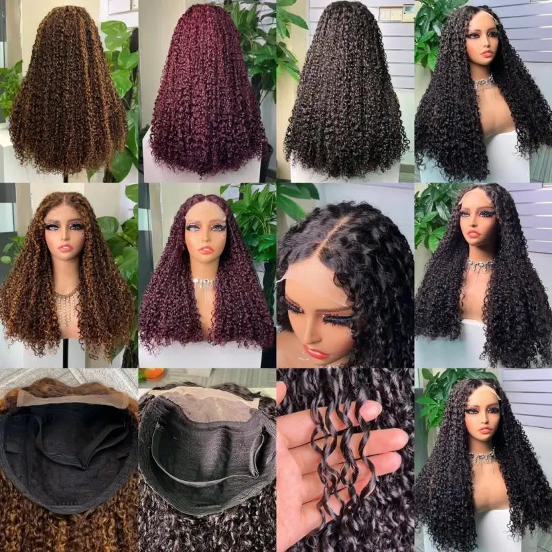 Peluca de cabello crudo de doble dibujo de 5x5 con rizos pixelados