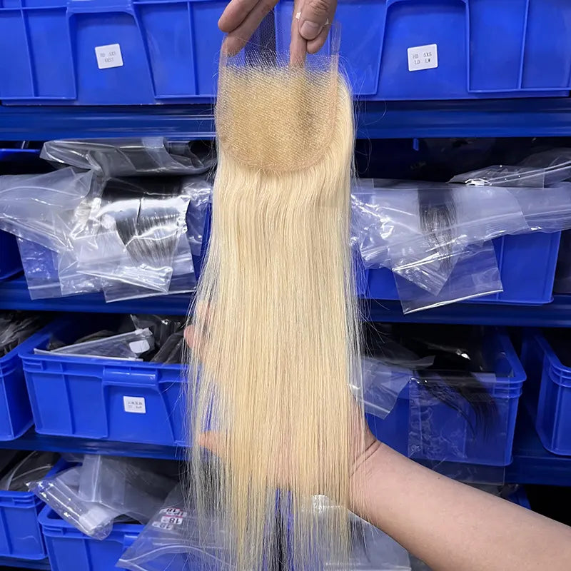 #613 Blonde Hair 4x4 HD/ Transparent Closure