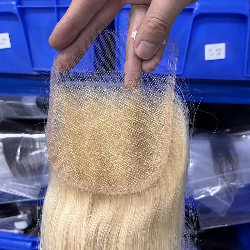 #613 Blonde Hair 4x4 HD/ Transparent Closure