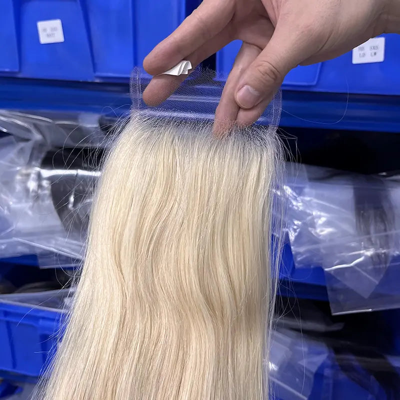 #613 Blonde Hair 4x4 HD/ Transparent Closure