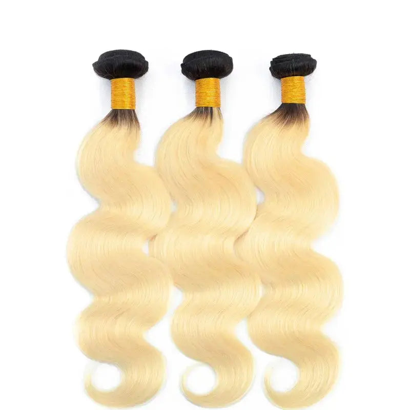 9A #1B/613 Blonde Hair With Dark Roots Hair Weaving Body Wave
