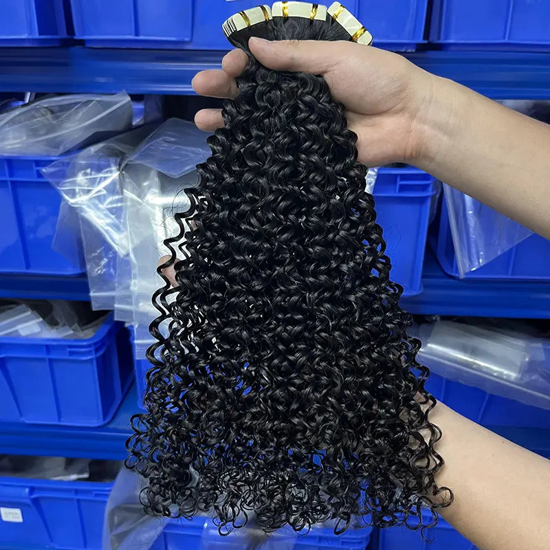 Curly Tape-In Virgin Human Hair Extensions