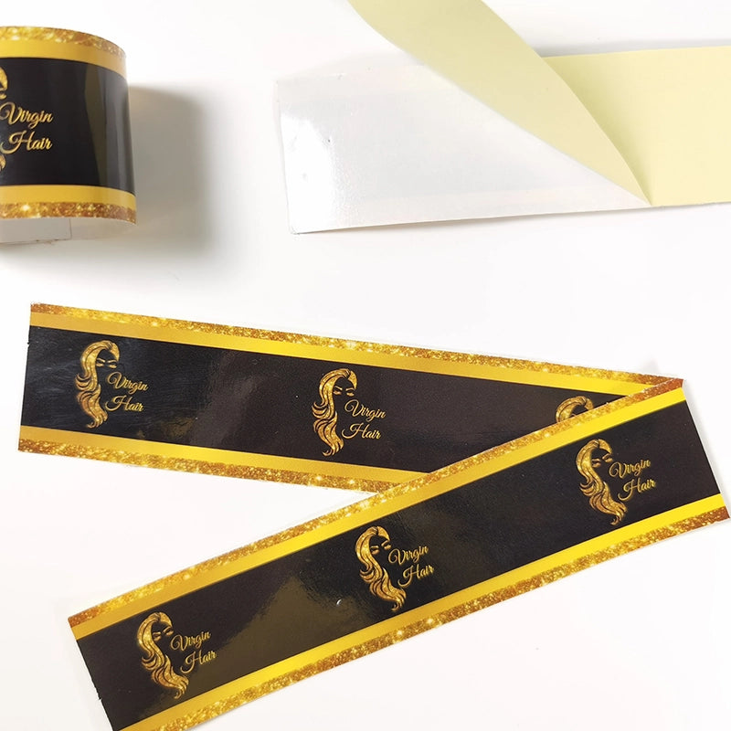 Custom Logo Adhesive Stickers Wrapping Labels For Hair Bundles