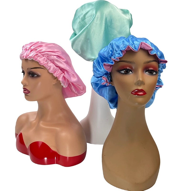Custom Logo Double Layer Elastic Satin Bonnets For Sleeping