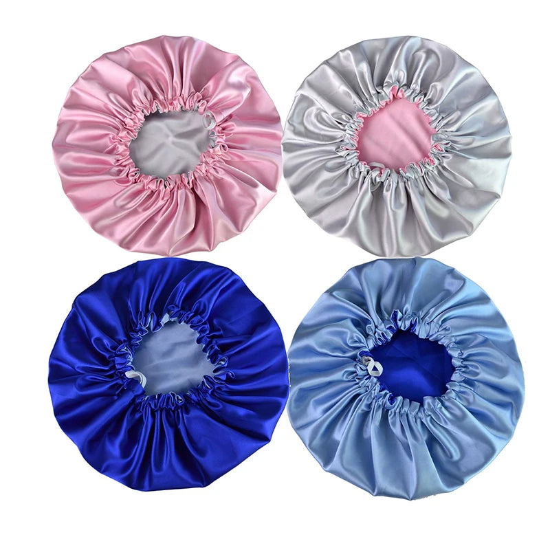Custom Logo Double Layer Elastic Satin Bonnets For Sleeping