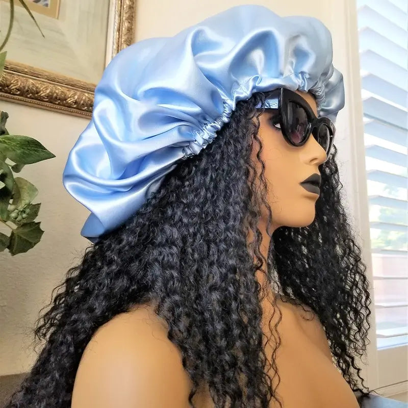 Custom Logo Double Layer Elastic Satin Bonnets For Sleeping
