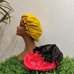 Custom Logo Double Layer Elastic Satin Bonnets For Sleeping