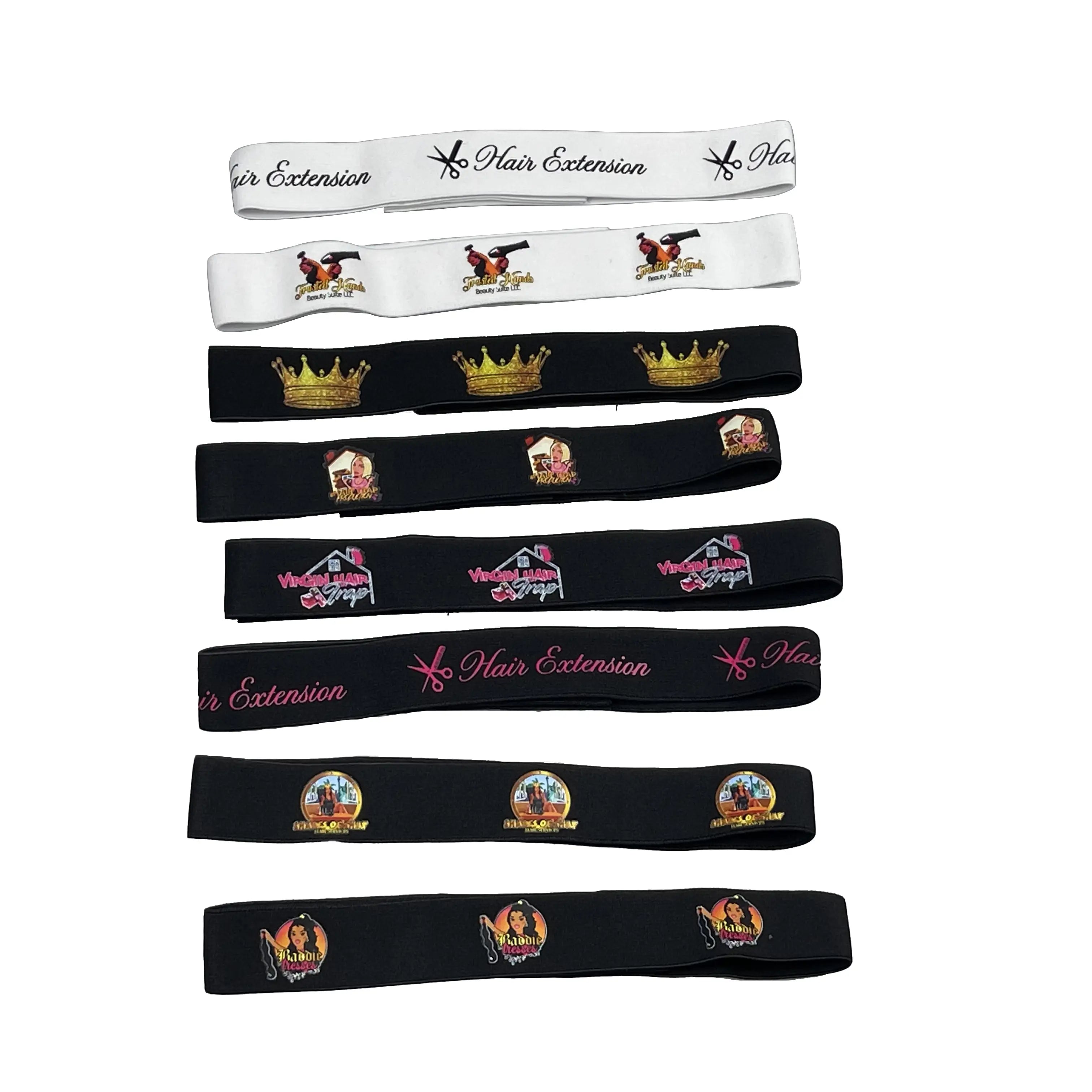 Custom Logo Edge Wraps Lace Melting Elastic Bands With Velero For Wigs