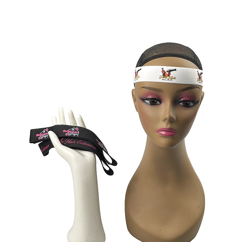 Custom Logo Edge Wraps Lace Melting Elastic Bands With Velcro For Wigs