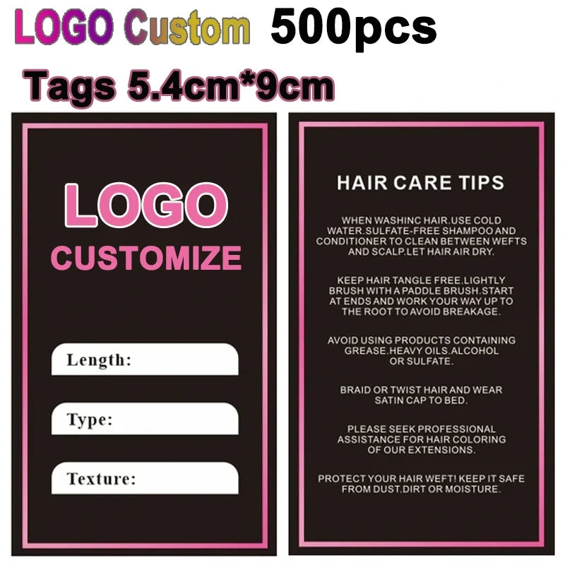Custom Logo Hanging Tags For Hair Extensions & Wigs