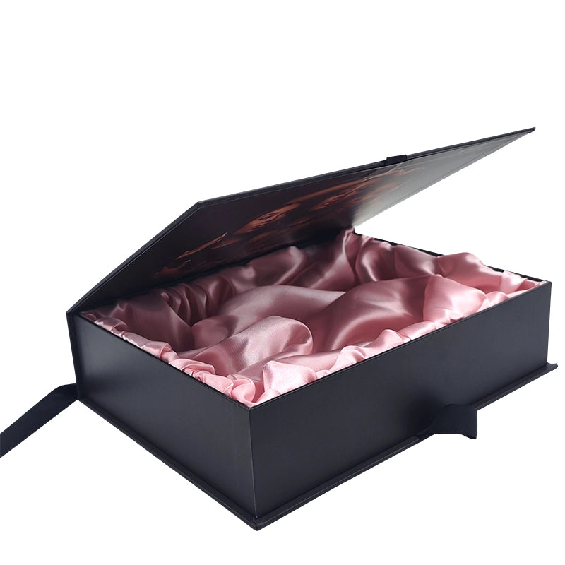 Custom Logo Magnetic Folding Carboard Boxes With Ribbon For Hair Extensions & Wigs