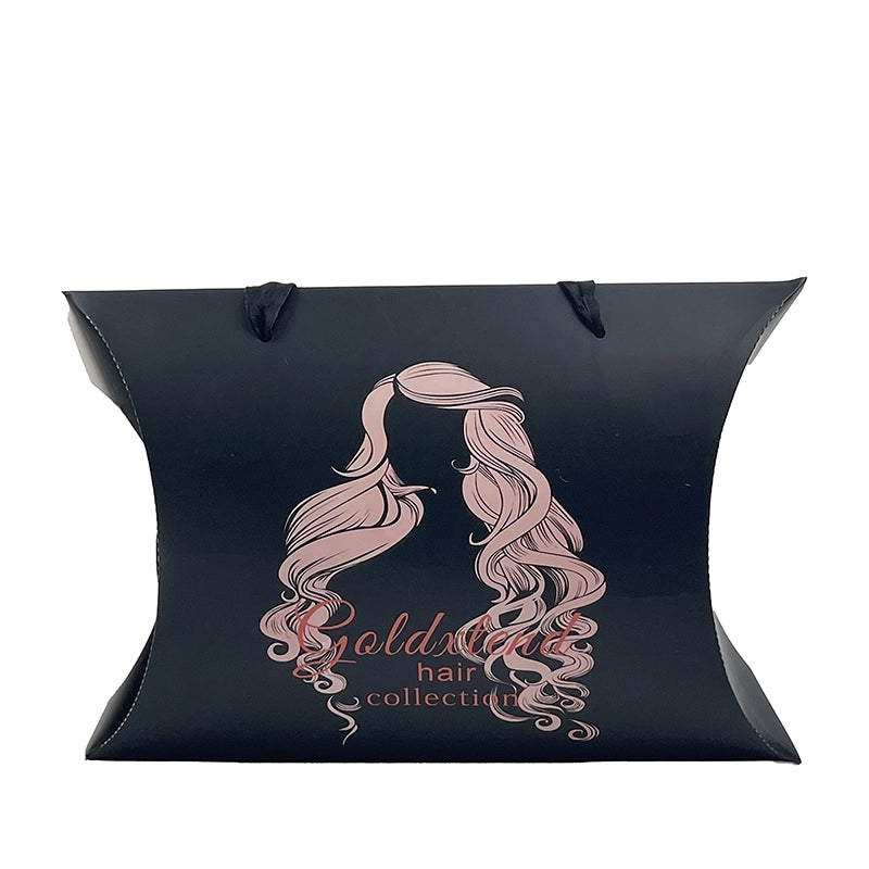 Custom Logo Pillow Boxes With Ribbon For Hair Extensions & Wigs