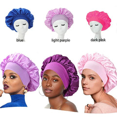 Custom Logo Single Layer Wide Band Satin Bonnets For Sleeping
