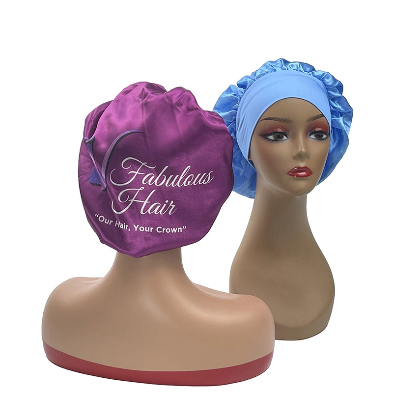 Custom Logo Single Layer Wide Band Satin Bonnets For Sleeping