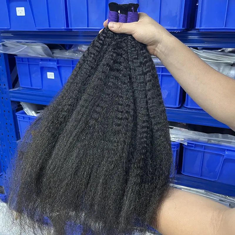 Kinky Straight Bulk Virgin Human Hair For Braiding