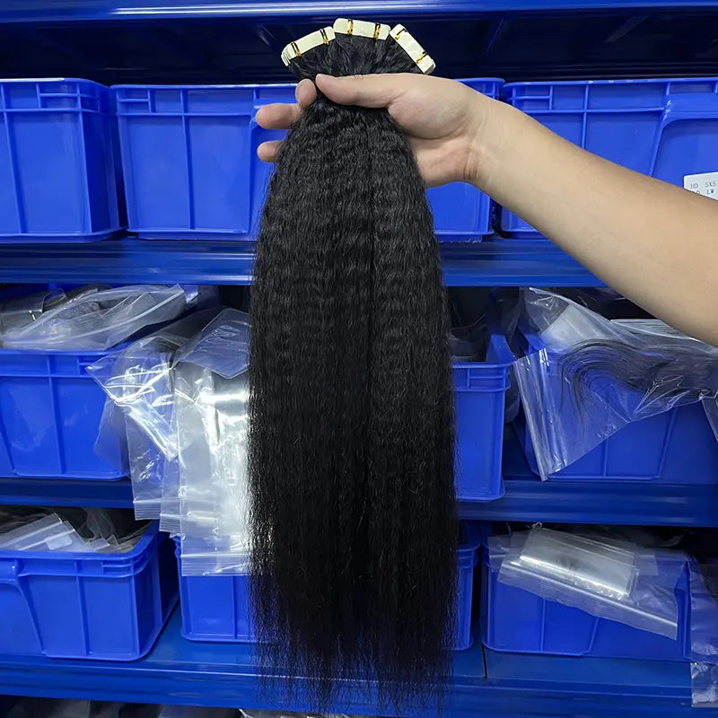 Kinky Straight Tape-In Virgin Human Hair Extensions