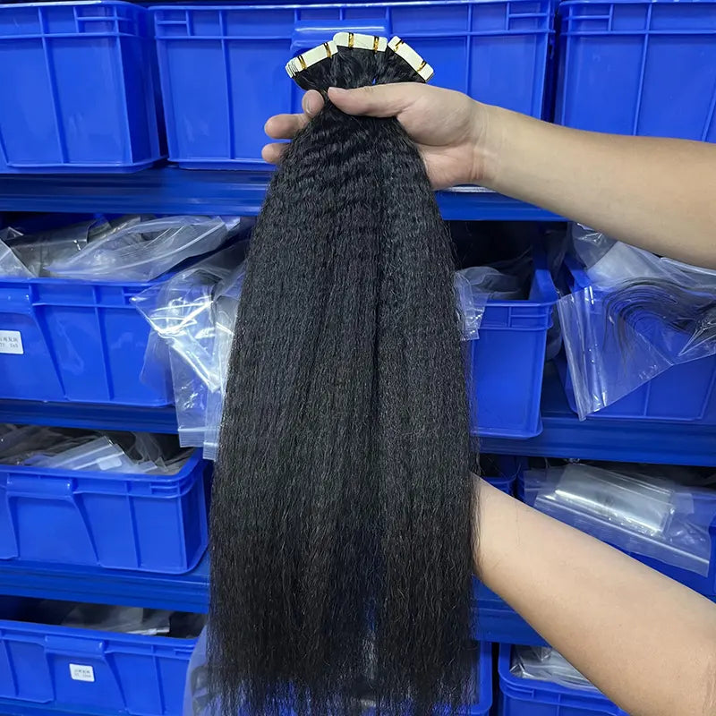 Kinky Straight Tape-In Virgin Human Hair Extensions