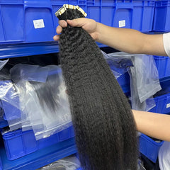 Kinky Straight Tape-In Virgin Human Hair Extensions