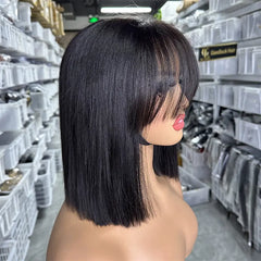 Double Drawn Bang Bob Wig Straight