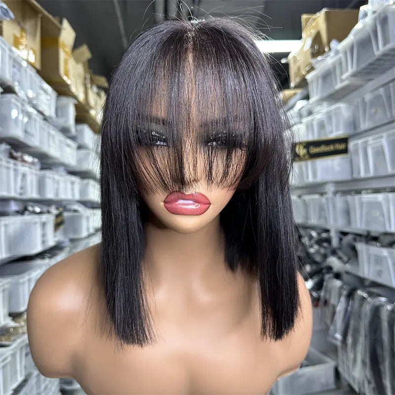 Double Drawn Bang Bob Wig Straight