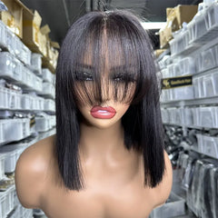 Double Drawn Bang Bob Wig Straight