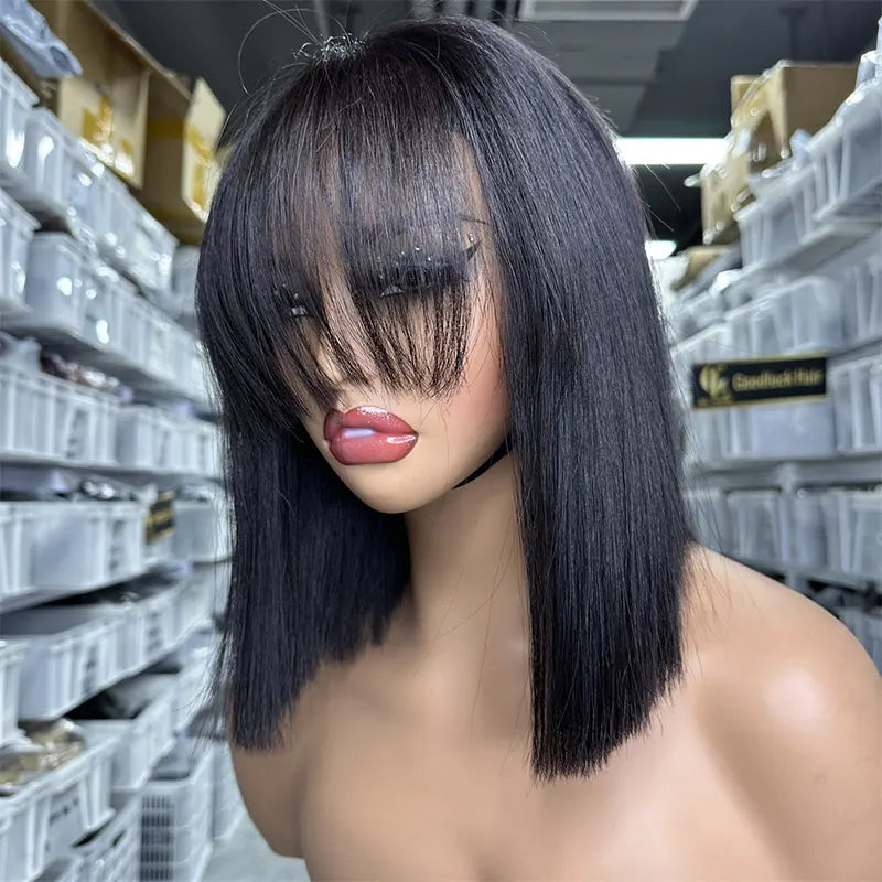 Double Drawn Bang Bob Wig Straight
