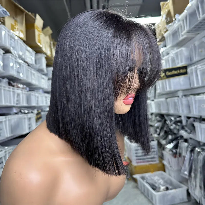 Double Drawn Bang Bob Wig Straight