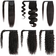 Wrap Around Velcro Ponytail Virgin Human Hair Extensions
