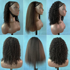 Kinky Straight & Curly 3 in 1 Half Wig: Versatile Ponytail & Headband Raw Hair Wig
