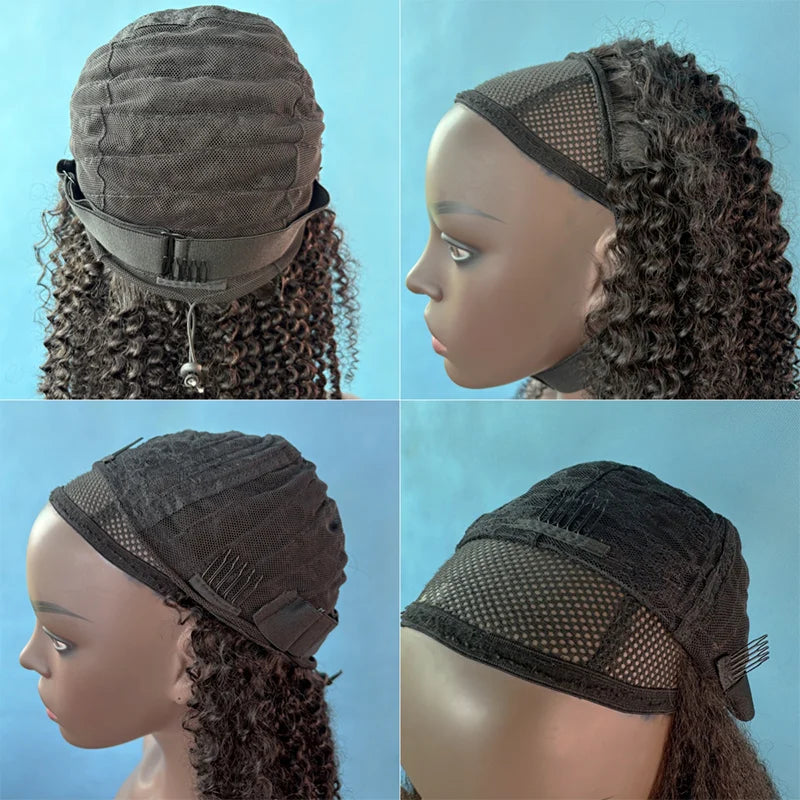 Kinky Straight & Curly 3 in 1 Half Wig: Versatile Ponytail & Headband Raw Hair Wig
